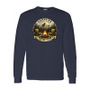 Long sleeve vintage camping shirt featuring Campfire Social Club badge design with mountain, campfire, and Adirondack chairs