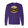 Long sleeve vintage camping shirt featuring Campfire Social Club badge design with mountain, campfire, and Adirondack chairs