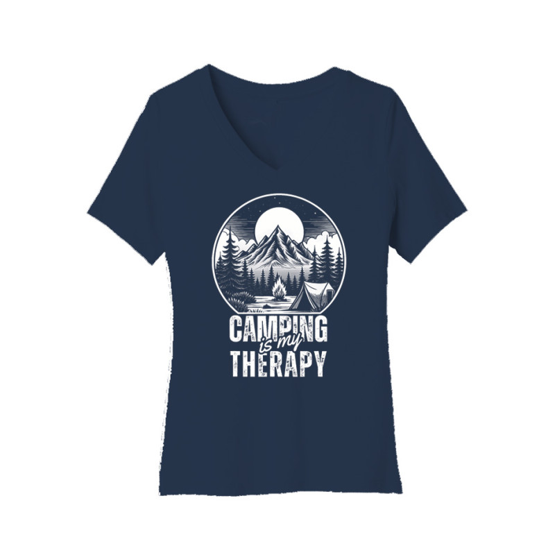 Camping is my therapy Women's V-Neck Tee Camping is my therapy Women's V-Neck Tee