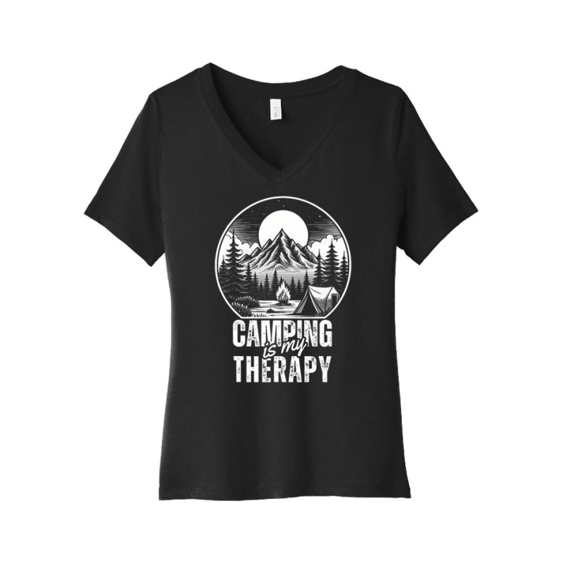 Camping is my therapy Women's V-Neck Tee Camping is my therapy Women's V-Neck Tee