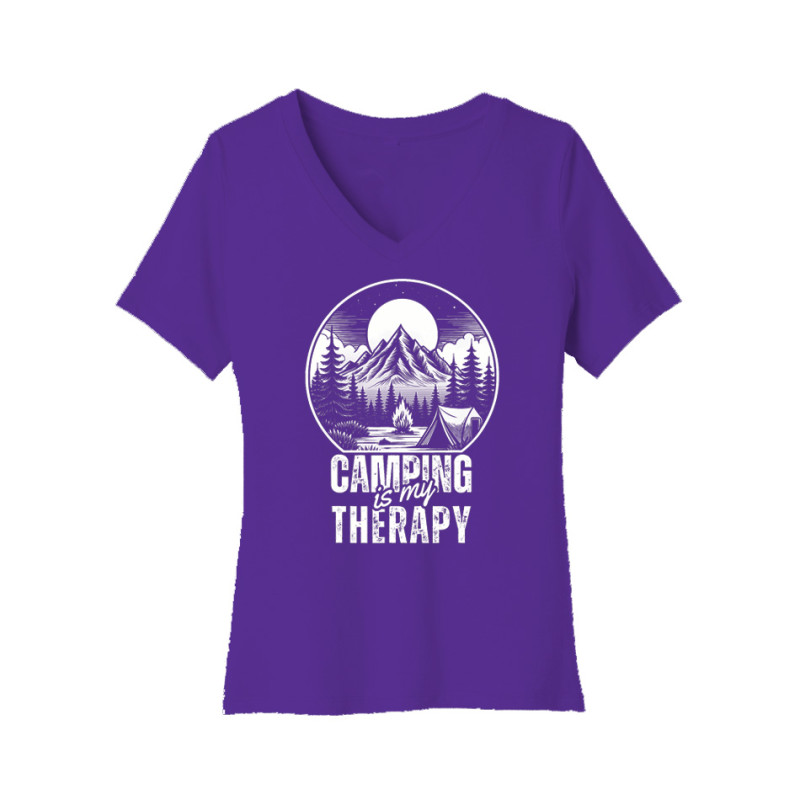 Camping is my therapy Women's V-Neck Tee Camping is my therapy Women's V-Neck Tee