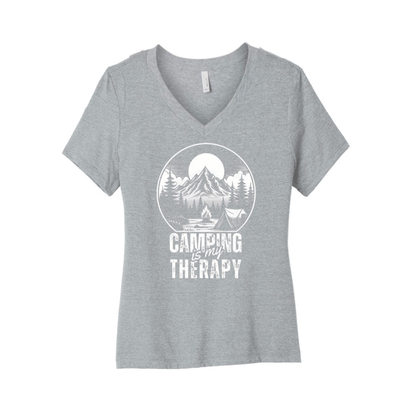 Camping is my therapy Women's V-Neck Tee Camping is my therapy Women's V-Neck Tee