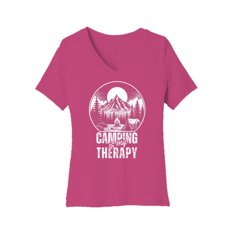 Camping is my therapy Women's V-Neck Tee Camping is my therapy Women's V-Neck Tee