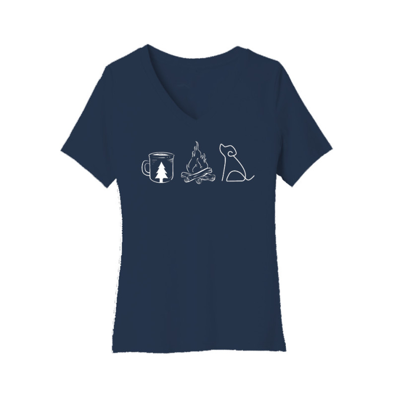 Coffee Campfire Dogs Women's V-Neck Tee Coffee Campfire Dogs Women's V-Neck Tee