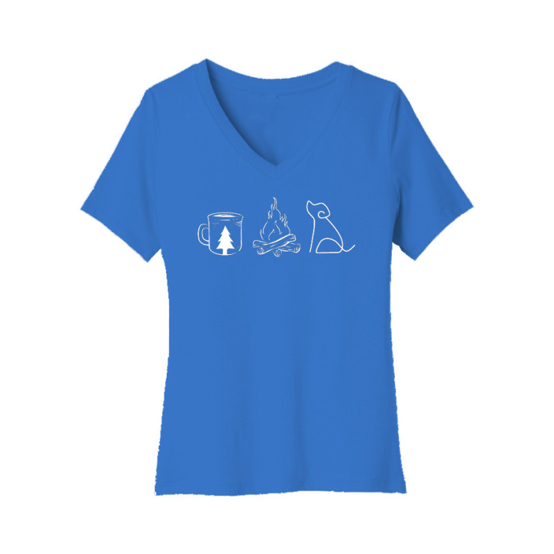 Coffee Campfire Dogs Women's V-Neck Tee Coffee Campfire Dogs Women's V-Neck Tee