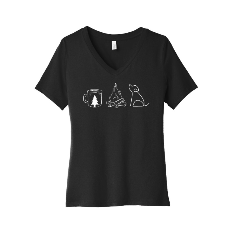 Coffee Campfire Dogs Women's V-Neck Tee Coffee Campfire Dogs Women's V-Neck Tee