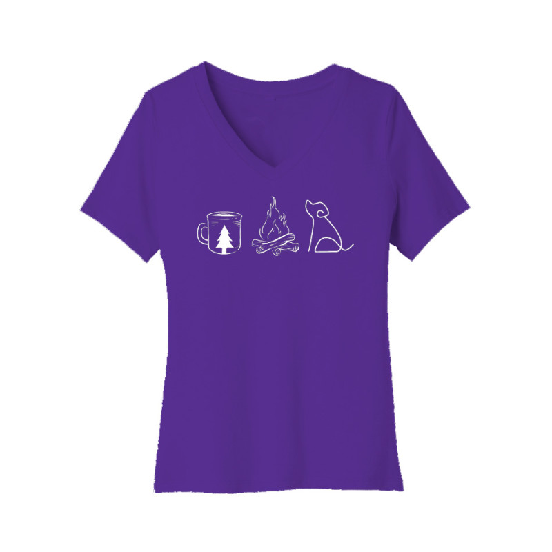 Coffee Campfire Dogs Women's V-Neck Tee Coffee Campfire Dogs Women's V-Neck Tee