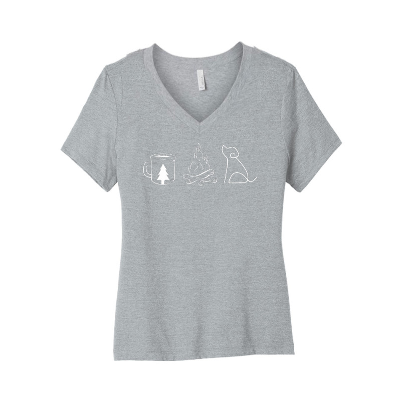 Coffee Campfire Dogs Women's V-Neck Tee Coffee Campfire Dogs Women's V-Neck Tee