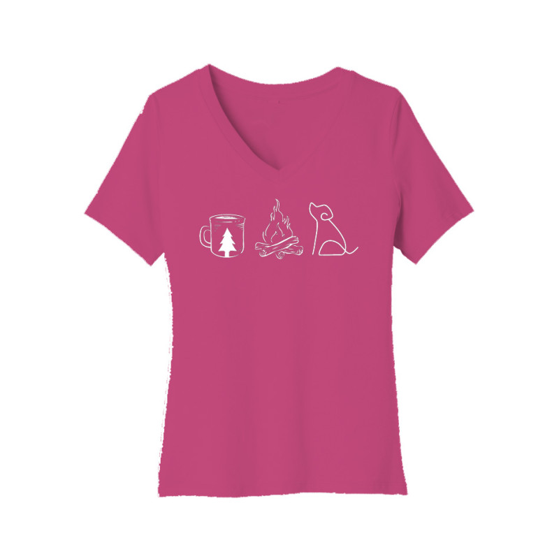 Coffee Campfire Dogs Women's V-Neck Tee Coffee Campfire Dogs Women's V-Neck Tee