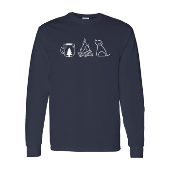 Coffee Campfire Dogs Long Sleeve Tee