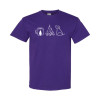 Classic fit camping shirt featuring Coffee Campfire Dogs design with camp mug, campfire, and line-art dog silhouette graphic