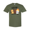 Funny camping shirt featuring Group Hug cartoon design with smiling graham cracker, chocolate bar, and burning marshmallow characters