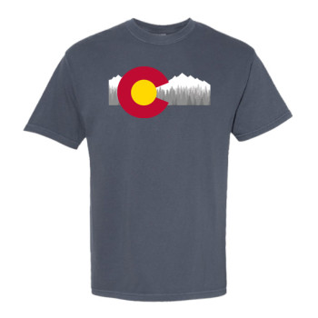 Colorado Flag with Mountains