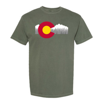 Colorado Flag with Mountains