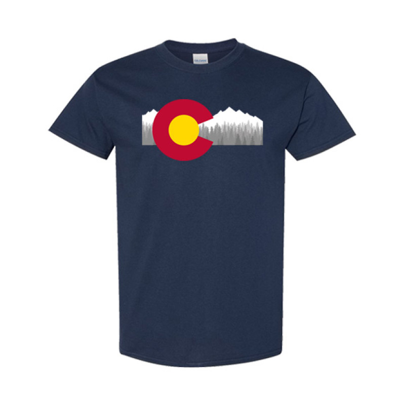 Colorado Flag with Mountains Classic Fit Tee Colorado Flag with Mountains Classic Fit Tee