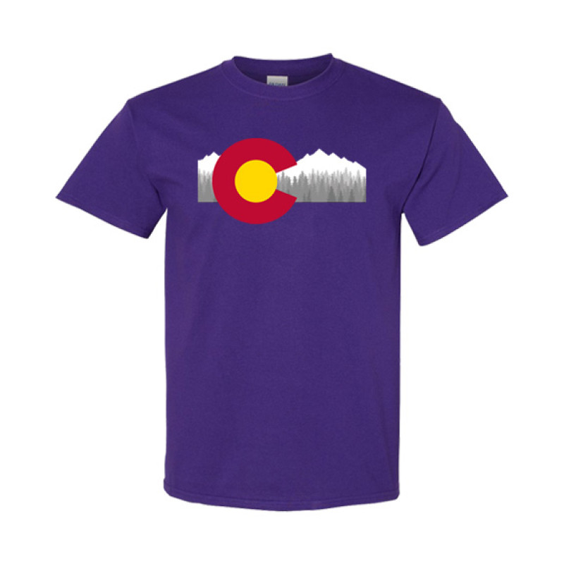 Colorado Flag with Mountains Classic Fit Tee Colorado Flag with Mountains Classic Fit Tee