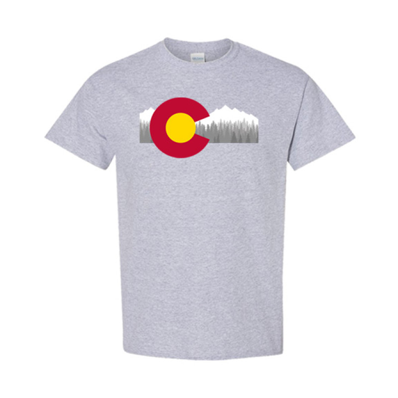 Colorado Flag with Mountains Classic Fit Tee Colorado Flag with Mountains Classic Fit Tee