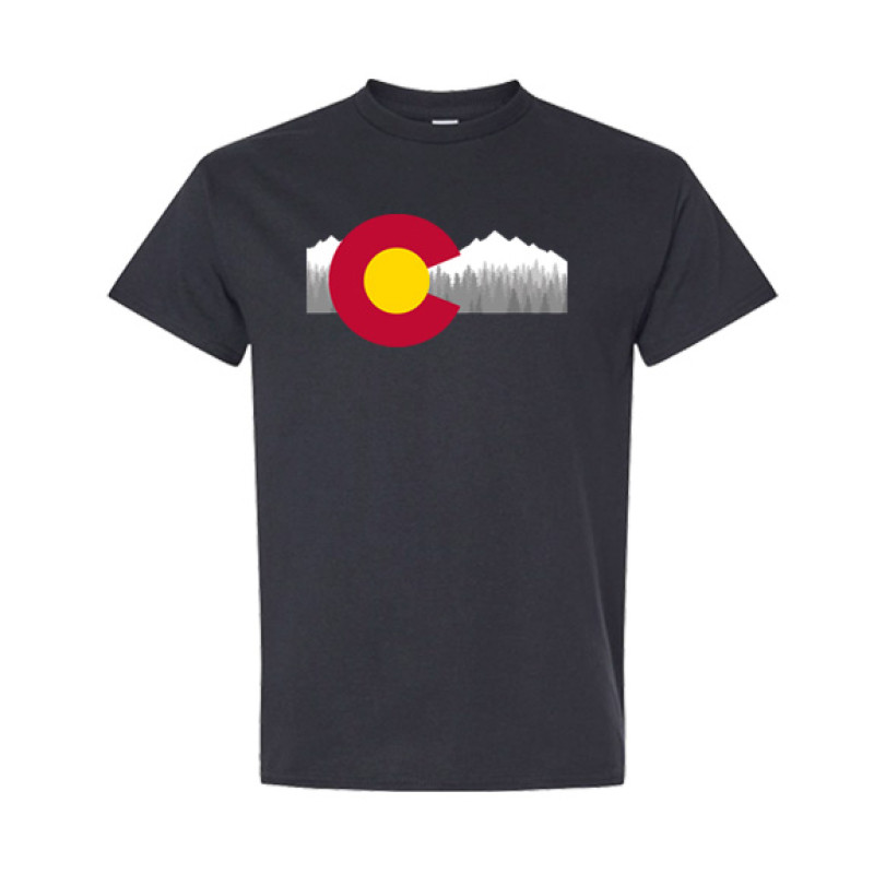 Colorado Flag with Mountains Classic Fit Tee Colorado Flag with Mountains Classic Fit Tee