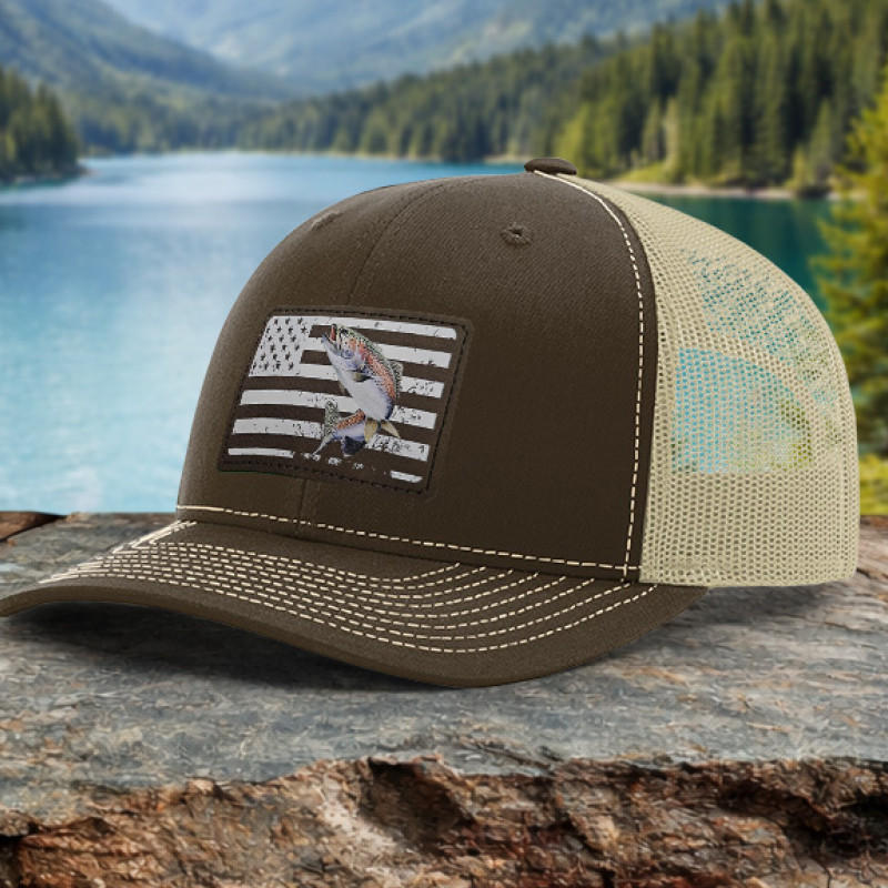Trout Distressed Flag Fishing Hat