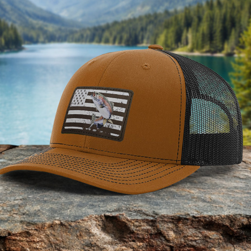 Trout Distressed Flag Fishing Hat