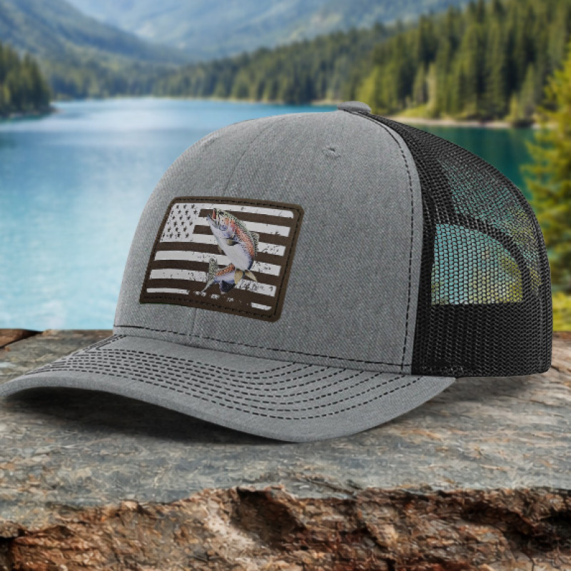 Trout Distressed Flag Fishing Hat