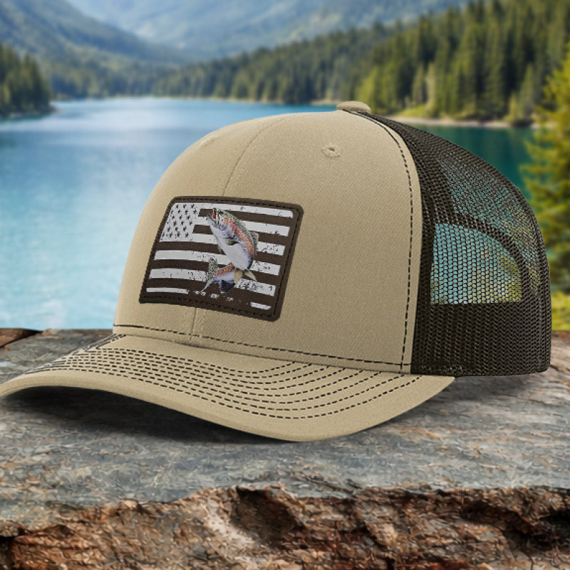 Trout Distressed Flag Fishing Hat