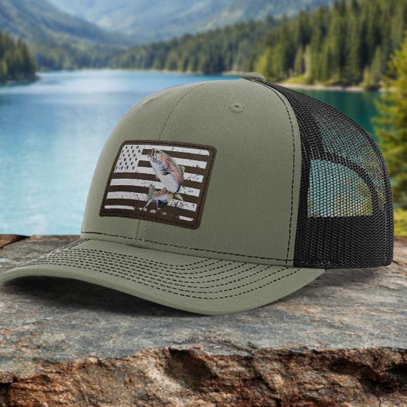 Trout Distressed Flag Fishing Hat