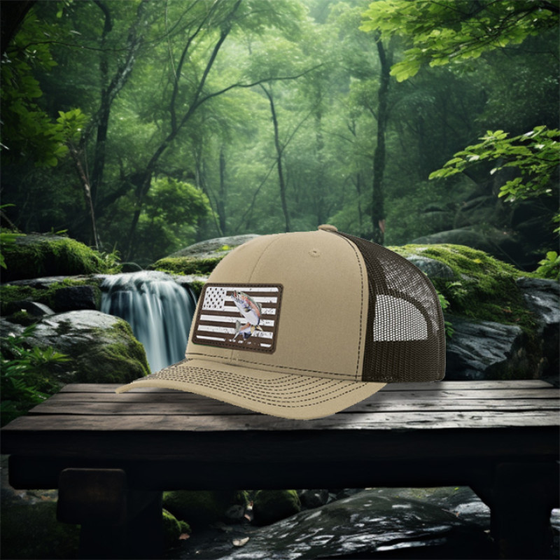 Trout Distressed Flag Fishing Hat Trout Distressed Flag Fishing Hat
