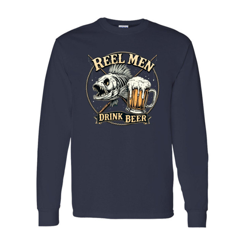 Reel Men Drink Beer Long Sleeve Tee