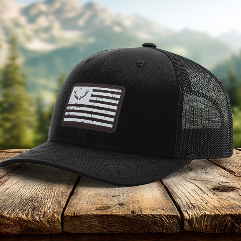 Flag Antlers Leatherette Patch