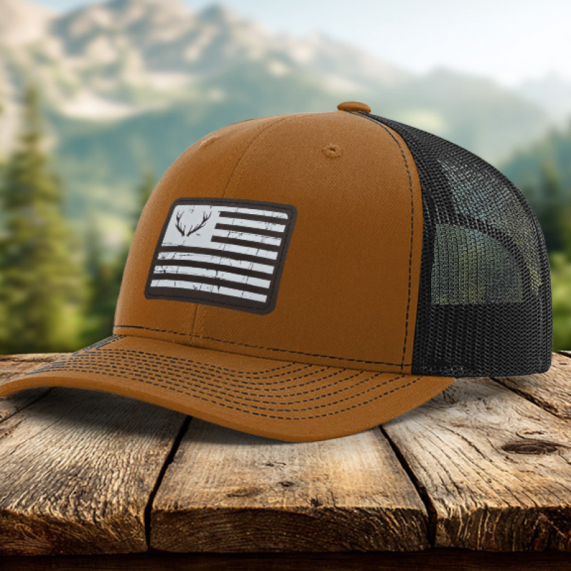 Flag Antlers Leatherette Patch