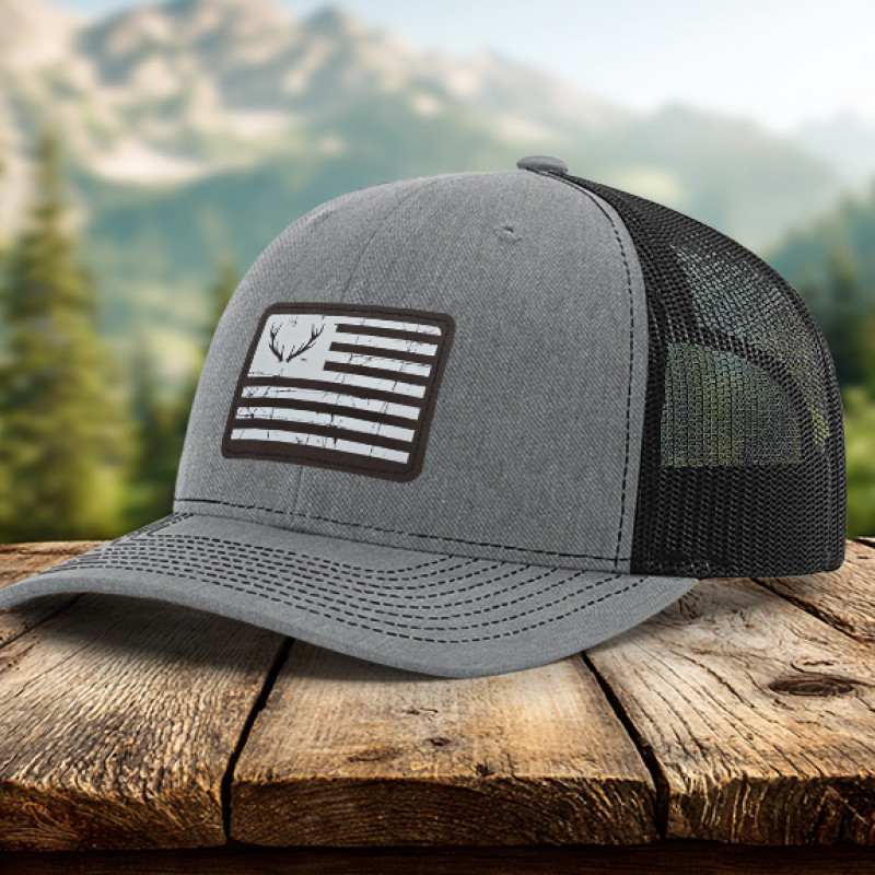 Flag Antlers Leatherette Patch