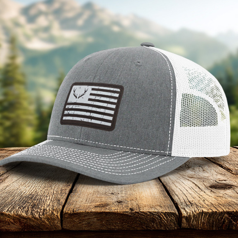 Flag Antlers Leatherette Patch