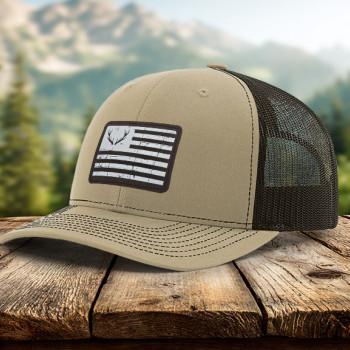 Flag Antlers Leatherette Patch