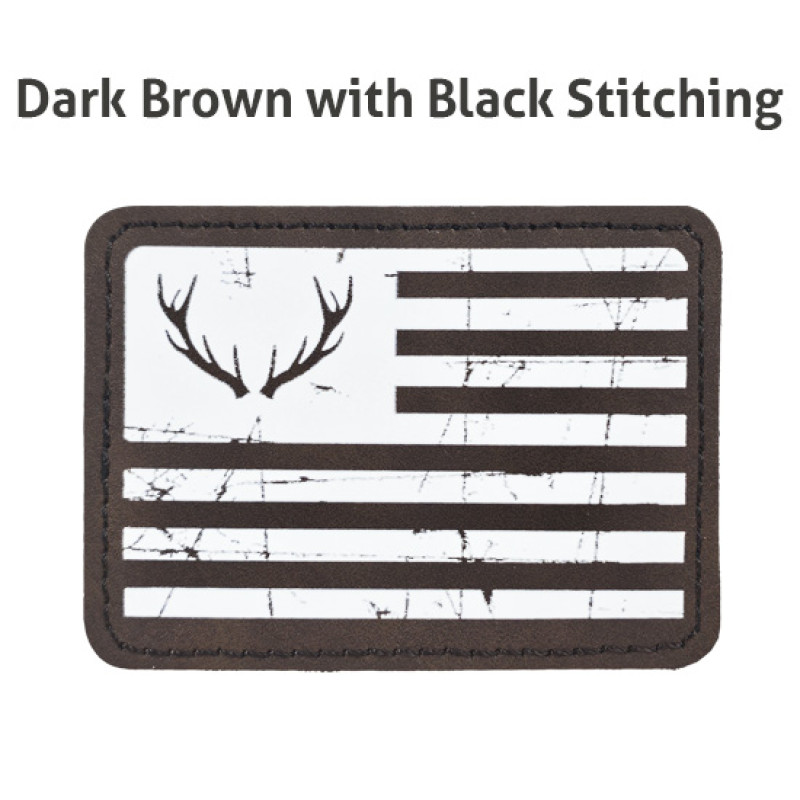 Flag Antlers Leatherette Patch