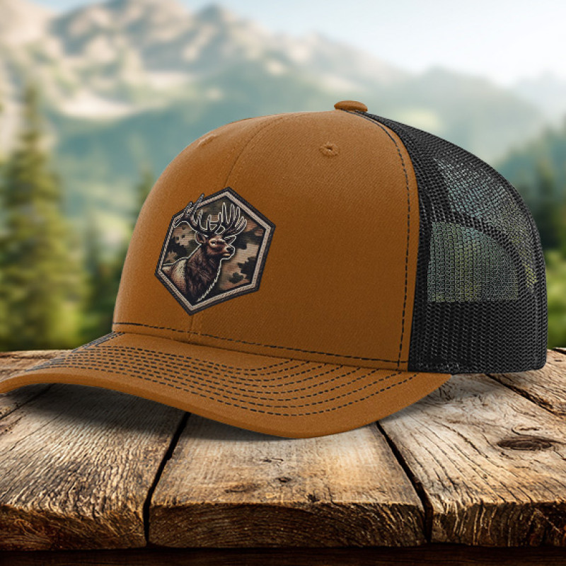 Elk Head Camo Faux Embroidery Patch