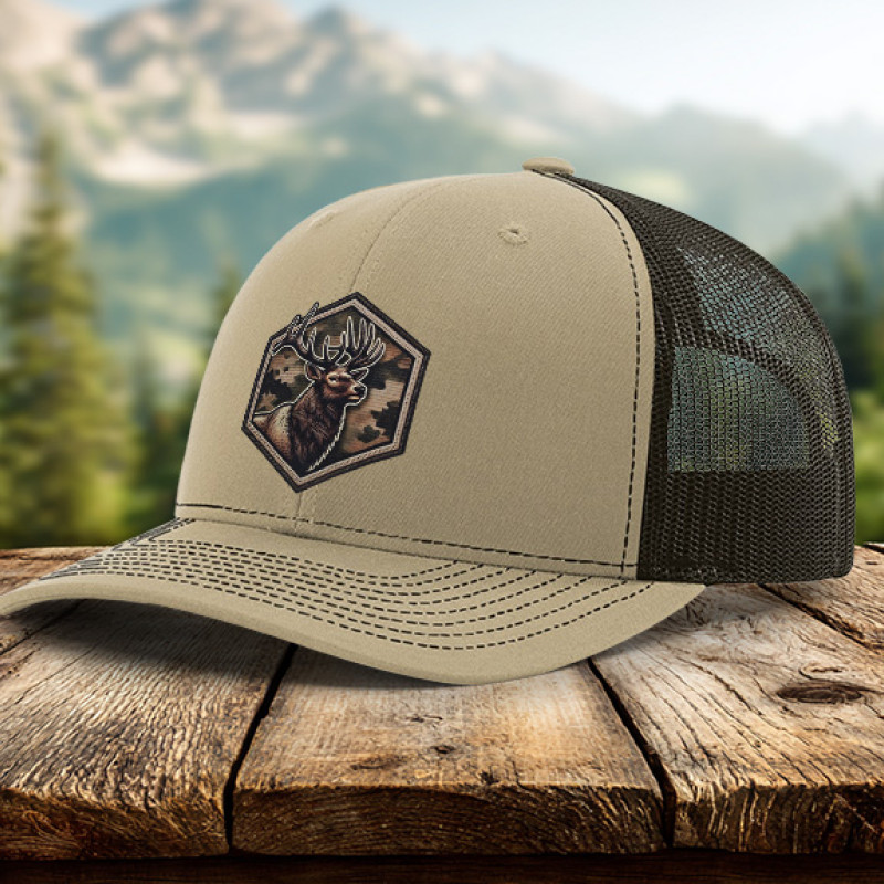 Elk Head Camo Faux Embroidery Patch