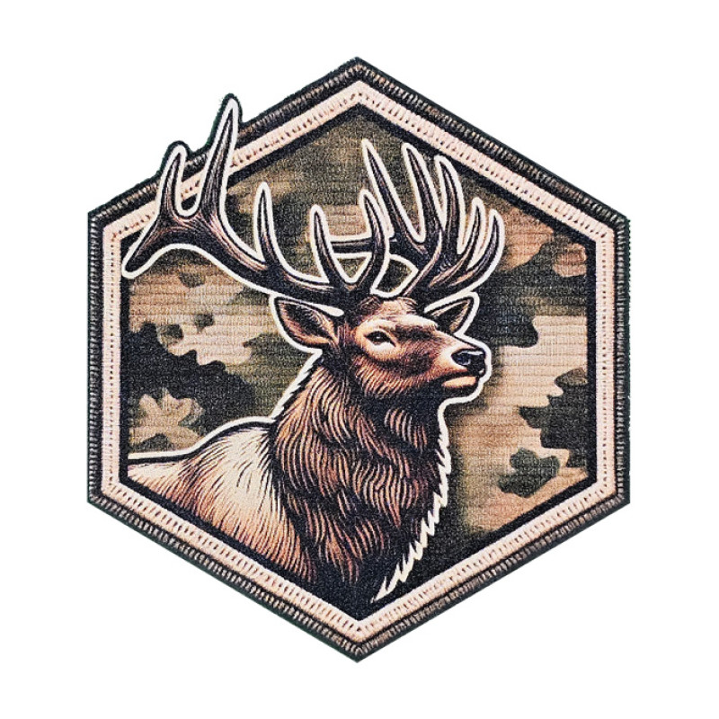 Elk Head Camo Faux Embroidery Patch