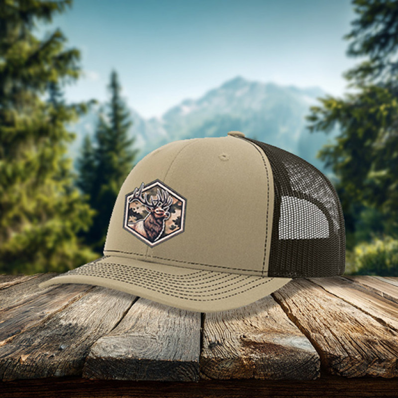 Elk Head Camo Faux Embroidery Patch