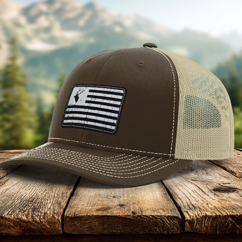 Flag Elk Head Leatherette Patch