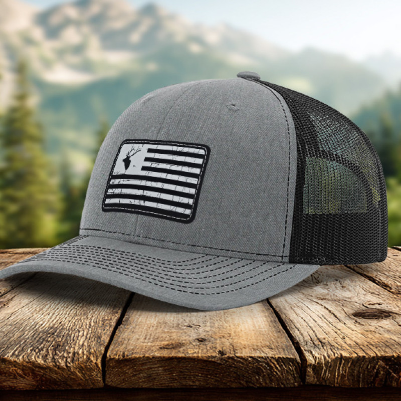 Flag Elk Head Leatherette Patch