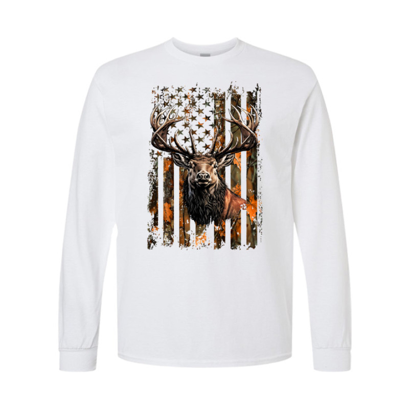 Camo Flag Elk Long Sleeve Tee Camo Flag Elk Long Sleeve Tee