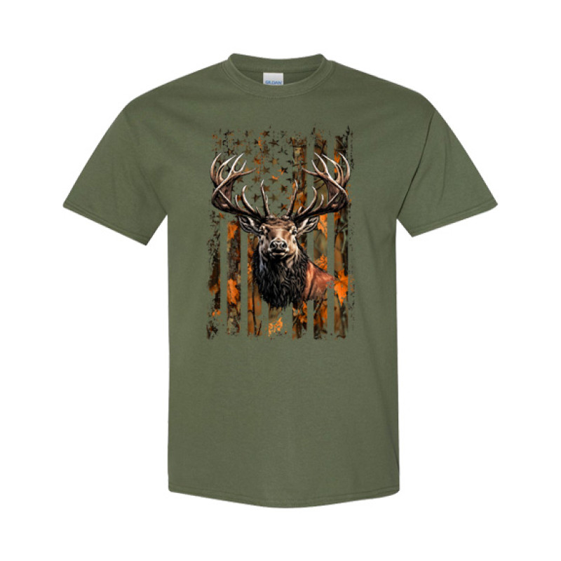 Camo Flag Elk Classic Fit Tee Camo Flag Elk Classic Fit Tee