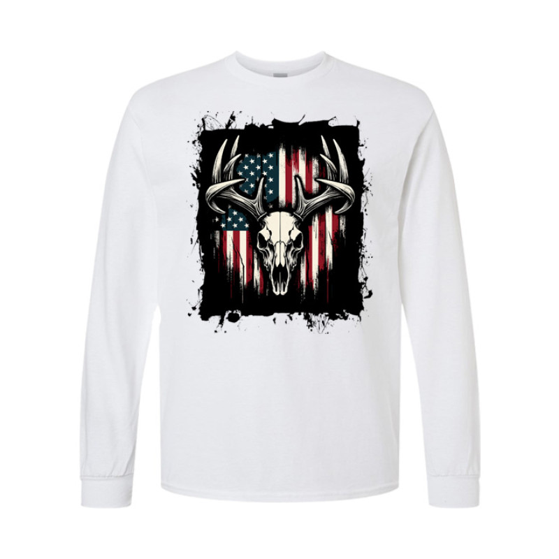 Deer Skull Flag Long Sleeve Tee Deer Skull Flag Long Sleeve Tee