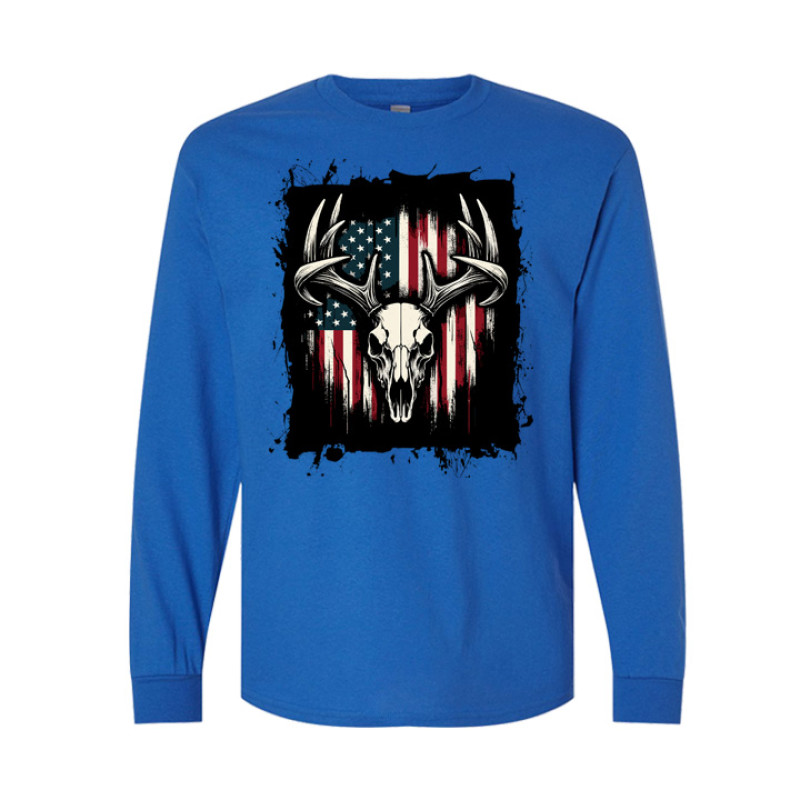 Deer Skull Flag Long Sleeve Tee Deer Skull Flag Long Sleeve Tee