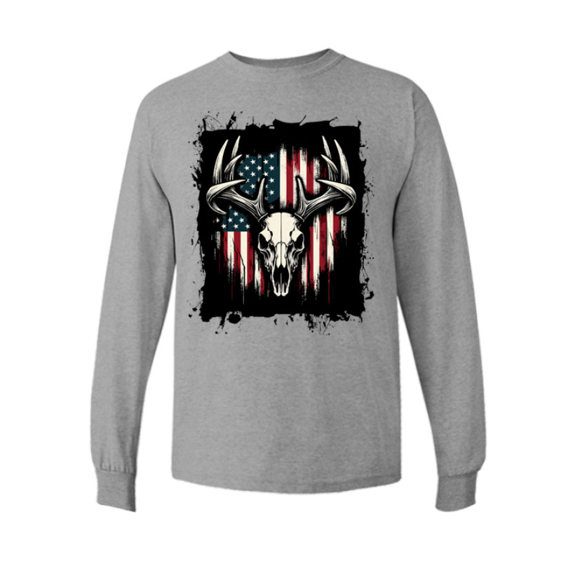 Deer Skull Flag Long Sleeve Tee Deer Skull Flag Long Sleeve Tee