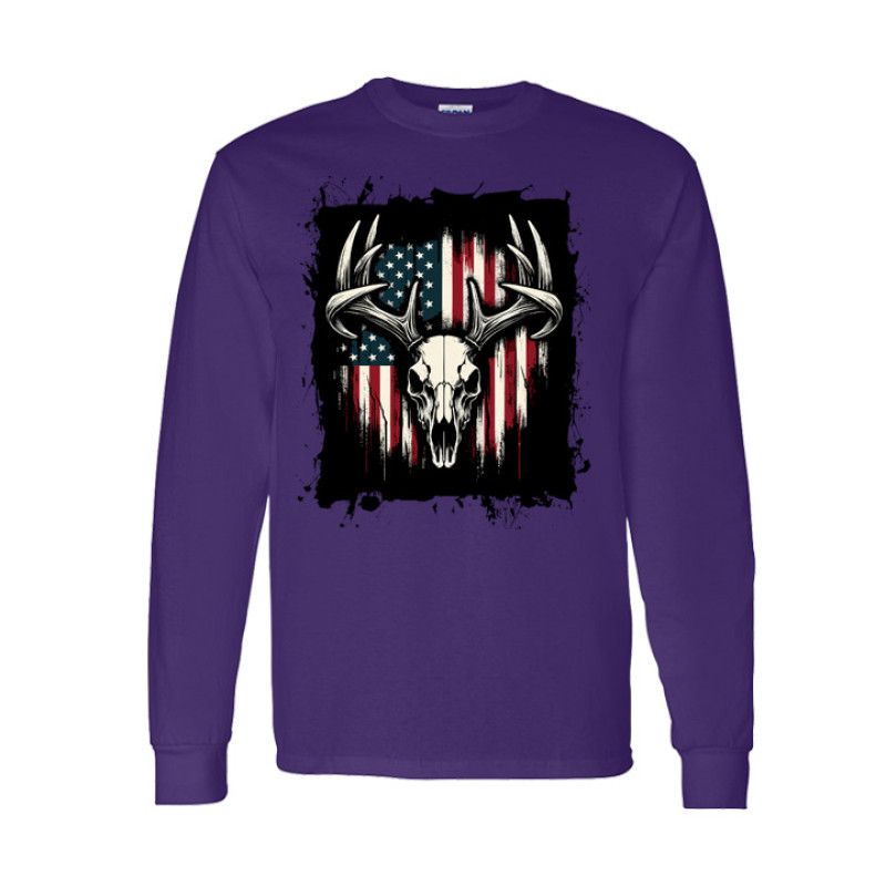 Deer Skull Flag Long Sleeve Tee Deer Skull Flag Long Sleeve Tee
