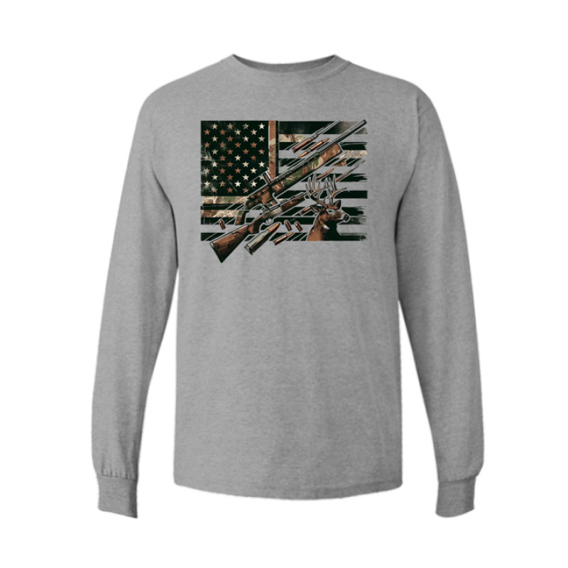 Hunter Camo Flag Long Sleeve Tee