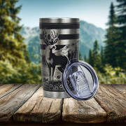 Deer American Flag 20 oz Tumbler